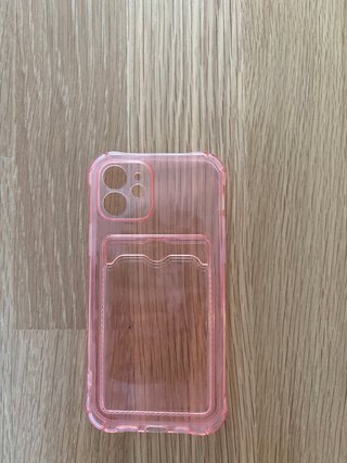 Funda iPhone 12 Rosa Transparente Tarjetero