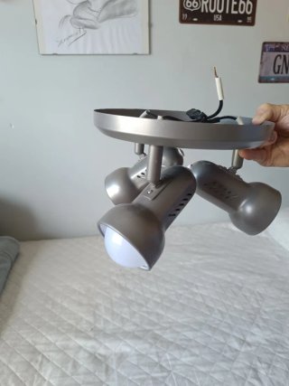 Lámpara de techo 3 focos gris orientables
