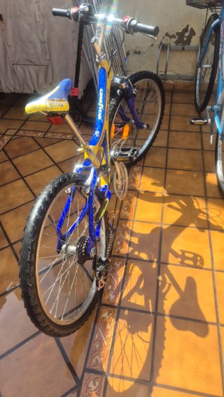 Bicicleta Goodyear azul y amarilla