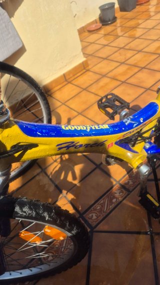 Bicicleta Goodyear azul y amarilla