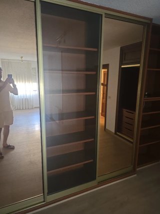 Armario 3 puertas correderas madera y cristal