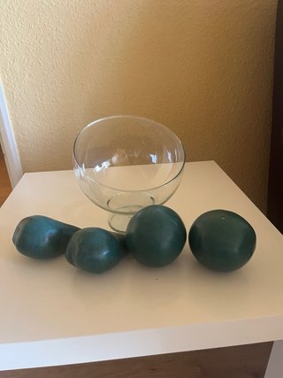 Centro de mesa cristal con frutas decorativas