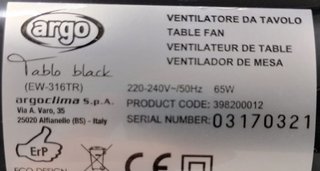 Telecomando ventilatore Argo