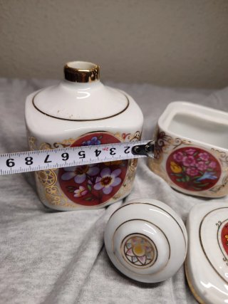 Juego tocador porcelana vintage flores oro