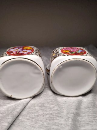 Juego tocador porcelana vintage flores oro