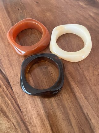 Set 3 Pulseras Resina Tortoise y Beige