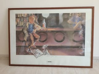 Póster Tintín enmarcado 100x71cm
