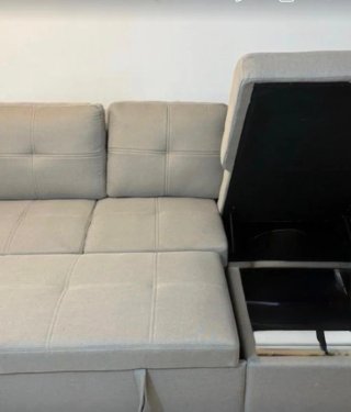 Sofá Cama 3 Plazas Beige/Gris