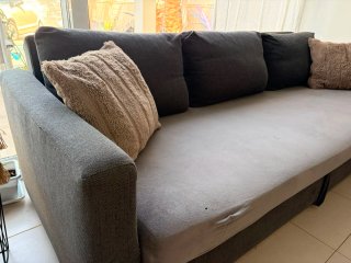 Sofá Cama Tela Negro y Gris