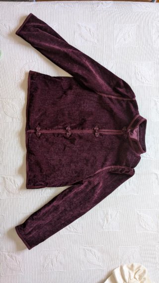 Chaqueta Terciopelo Burdeos Cuello Mao