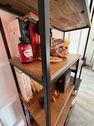 Estantería Industrial Acero Negro y Madera