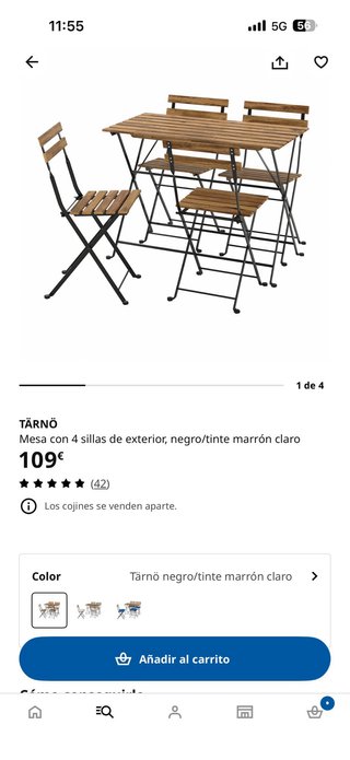 Mesa y 4 Sillas Exterior Ikea