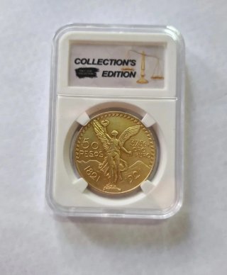 Moneda baño de oro de 50 Pesos de México. Año 1921