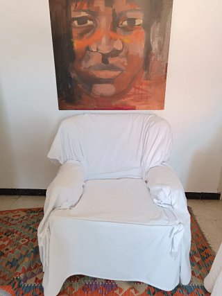 Sillón orejero tela floral