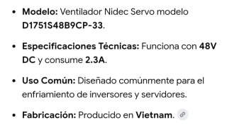 Ventilador NIDEC SERVO D1751S48B9CP-33 DC48V