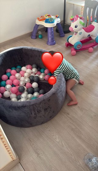 Piscina de Bolas para Bebé gris/rosa