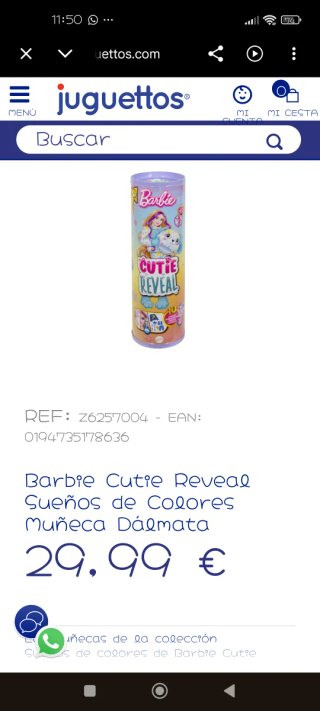 Barbie Cutie Reveal Dálmata Muñeca. Nuevo.