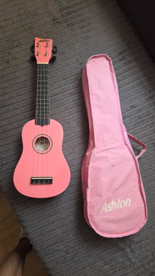 Ukelele rosa Ashton con funda