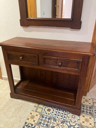 Recibidor + espejo madera maciza