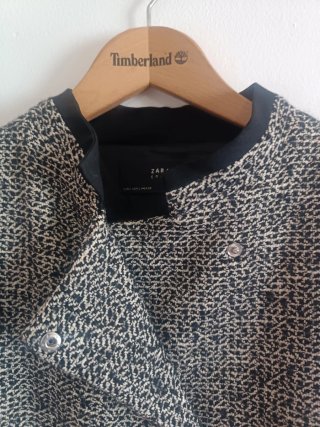 Abrigo Zara Mujer Negro Gris