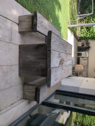 Mesa y bancos exterior roble californiano