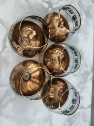 Lote 5 copas de coñac doradas
