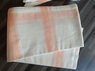 Tovaglia e tovaglioli fiandra bianco/arancio