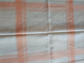 Tovaglia e tovaglioli fiandra bianco/arancio