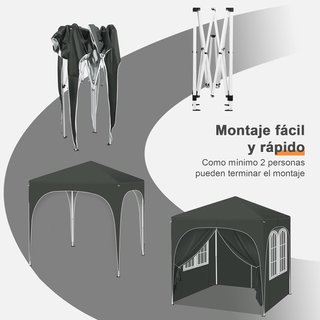 CARPA 2X2 PLEGABLE GRIS CON LATERALES-NUEVA