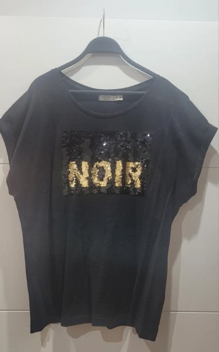 Camiseta CORTefiel negra lentejuelas NOIR L