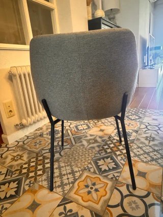 6 Sillas Comedor Tapizadas Gris Patas Negras
