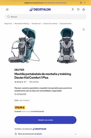 Mochila Portabebés Deuter Kid Comfort 1 Plus