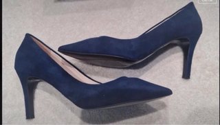 Zapatos de tacón Gloria Ortiz ante azul talla 38