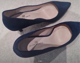 Zapatos de tacón Gloria Ortiz ante azul talla 38