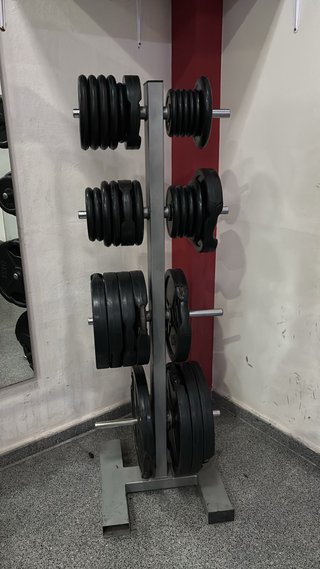 Rack para discos y barras de gimnasio