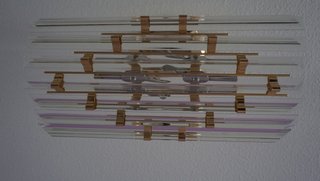 Lámpara de techo cristal y metal dorada