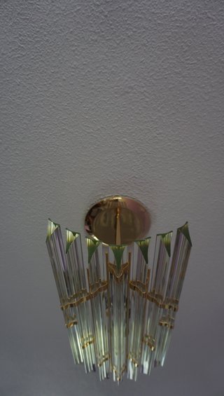 Lámpara de techo cristal y metal dorada