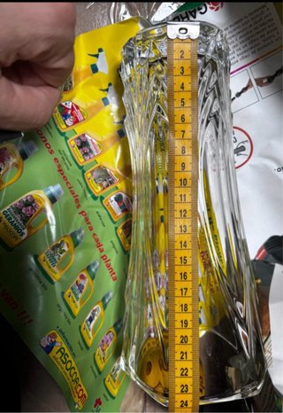 Jarrón florero cristal tallado 24cm