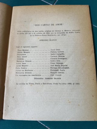 Novelas radiofónicas: Dos cartas de amor. C.Mantua