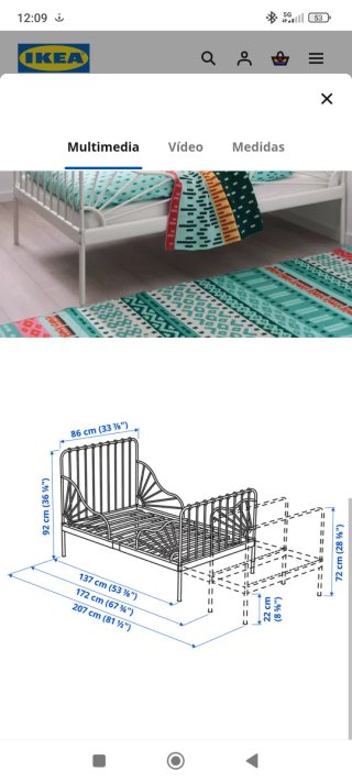Cama infantil de forja Ikea blanca