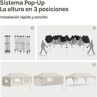 CARPA PLEGABLE 6X3 BEIGE CON PAREDES NUEVA