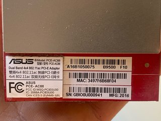 Adaptador PCI-E ASUS PCE-AC88 Dual-Band AC3100