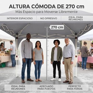 Carpa Plegable Comercial Gris 3x3m NUEVO
