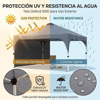 Carpa Plegable Comercial Gris 3x3m NUEVO
