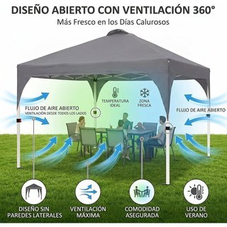 Carpa Plegable Comercial Gris 3x3m NUEVO