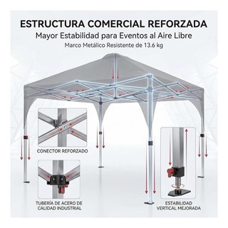 Carpa Plegable Comercial Gris 3x3m NUEVO