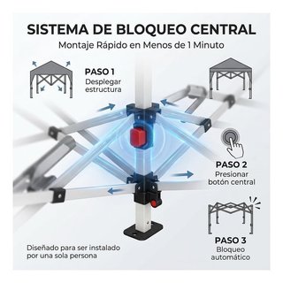 Carpa Plegable Comercial Gris 3x3m NUEVO