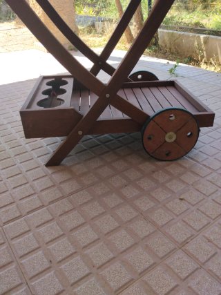 Carro de jardín de teca plegable