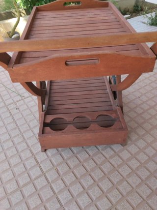 Carro de jardín de teca plegable