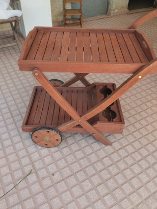 Carro de jardín de teca plegable